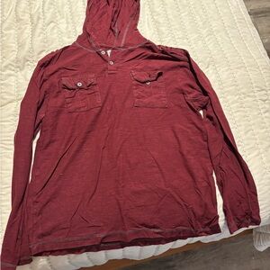 Men's Burgundy Hooded Shirt